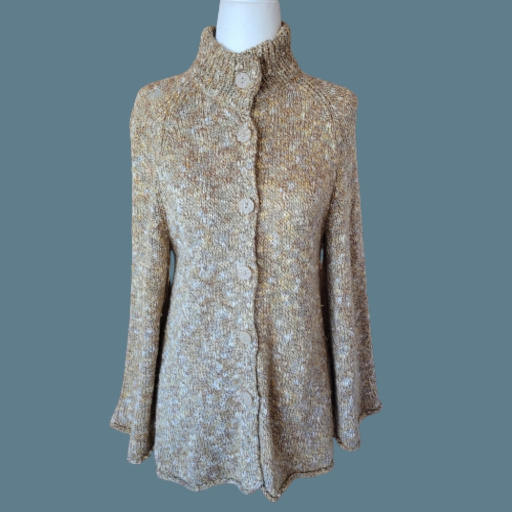 Coldwater Creek Button Down Long Sleeve Acrylic/Cotton/Wool Blend Knit Cardigan